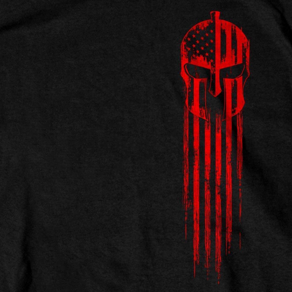 Hot Leathers Men's Red Warrior Skull Flag T-Shirt, Black - American Legend Rider