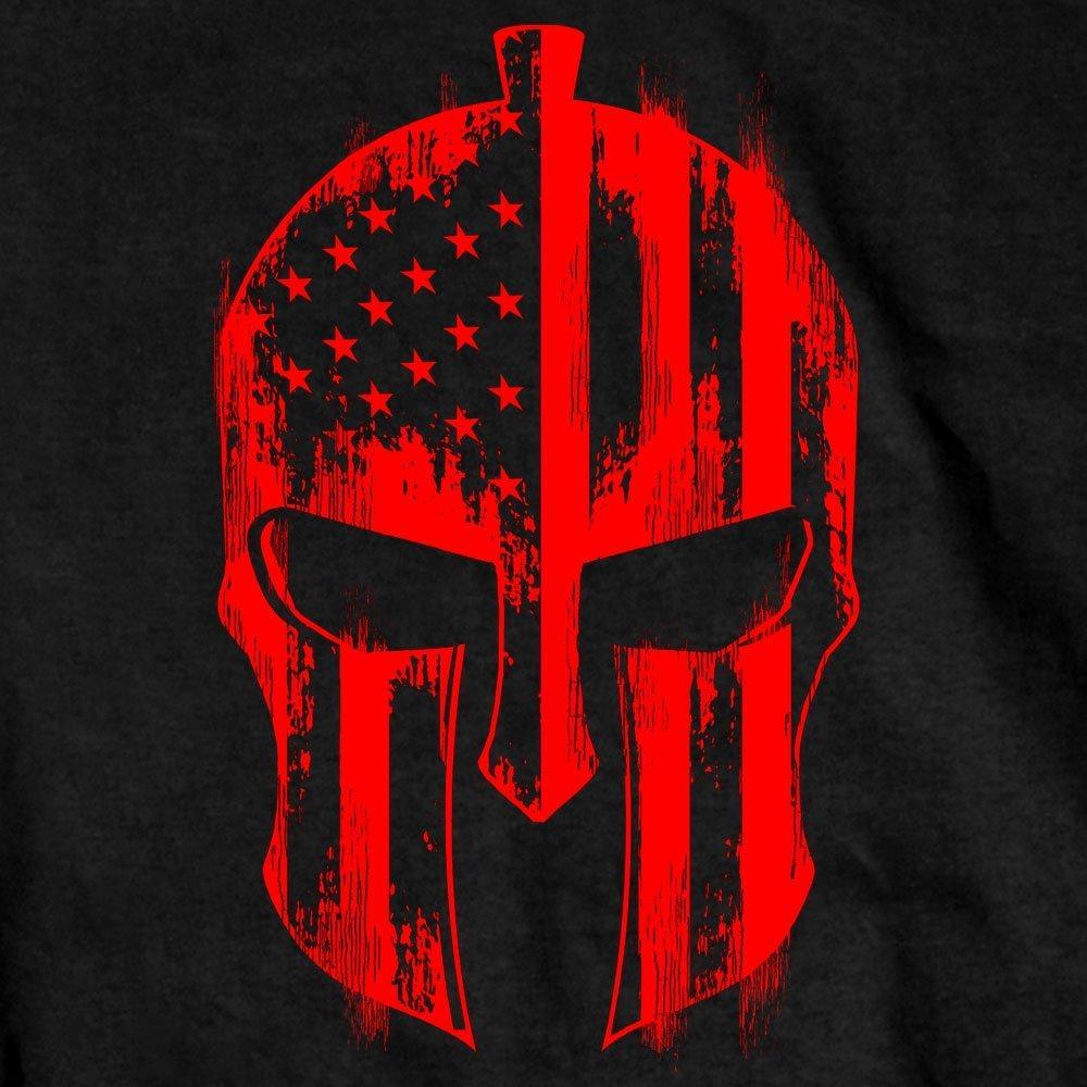 Hot Leathers Men's Red Warrior Skull Flag T-Shirt, Black - American Legend Rider