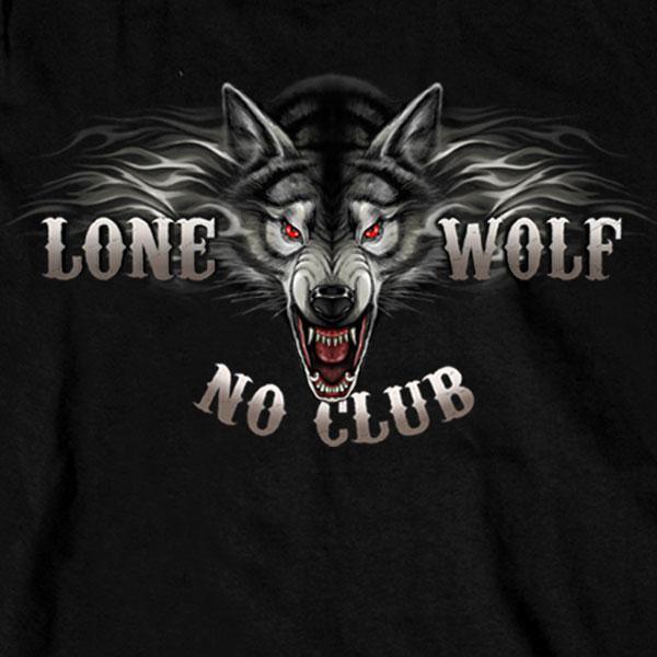 Hot Leathers Men's Lone Wolf No Club Biker Long Sleeve Shirt, Black - American Legend Rider