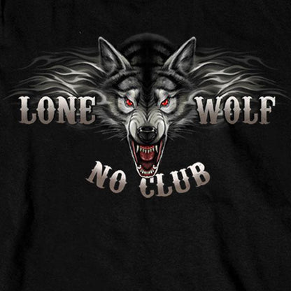 Hot Leathers Men's Lone Wolf No Club Biker Long Sleeve Shirt, Black - American Legend Rider