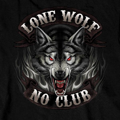 Hot Leathers Men's Lone Wolf No Club Biker Long Sleeve Shirt, Black - American Legend Rider
