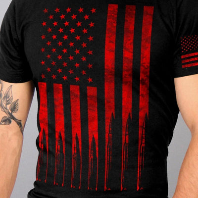 Hot Leathers Men's American Flag Bullets T-Shirt, Black - American Legend Rider