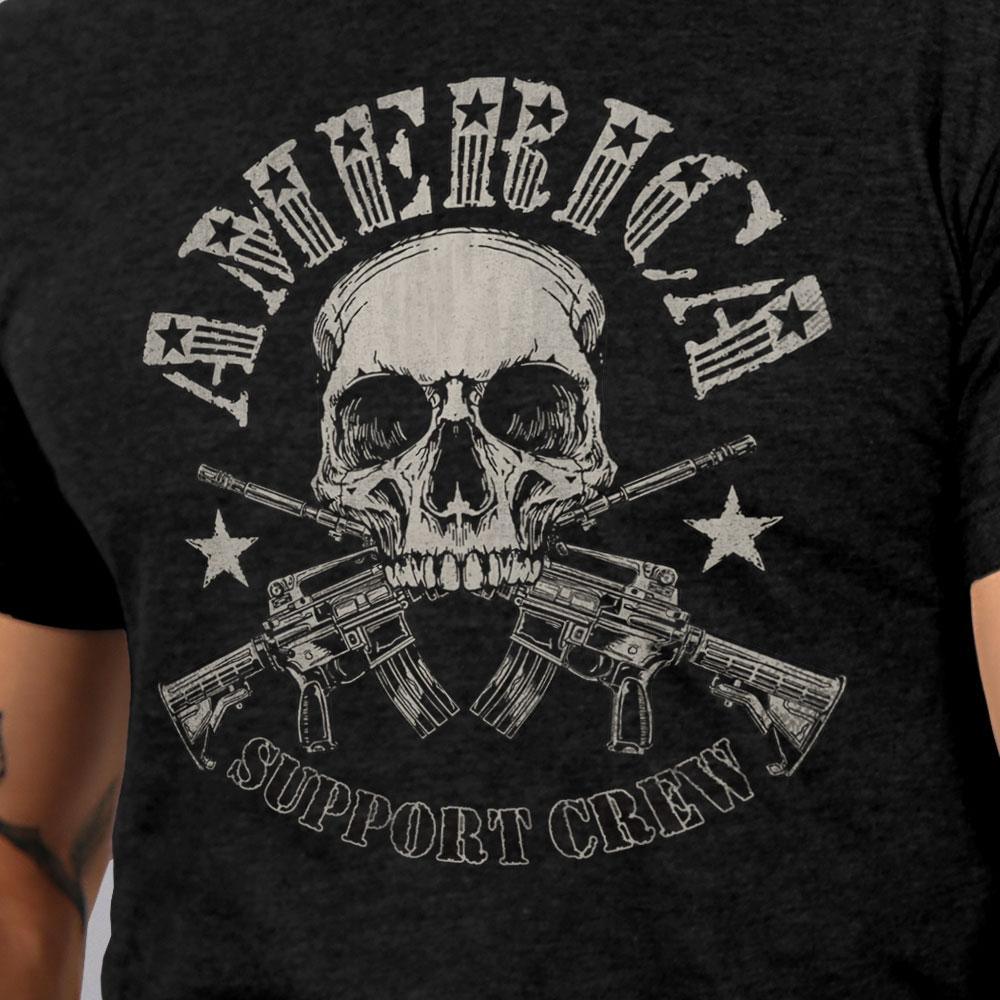 Hot Leathers Men's America Support Crew T-Shirt, Black - American Legend Rider