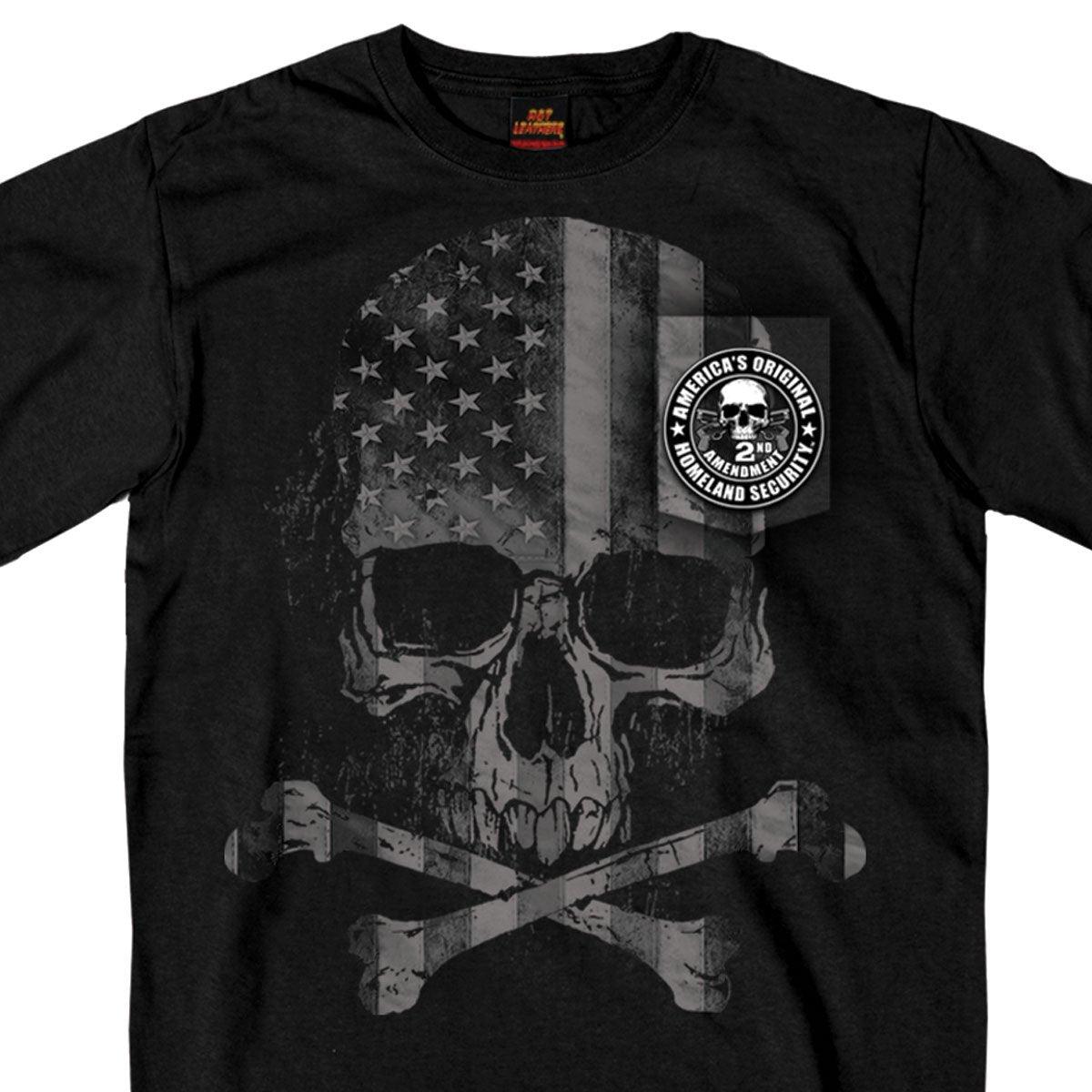 Hot Leathers Men's Patriotic Skull Pocket Short Sleeve T-Shirt - American Legend Rider