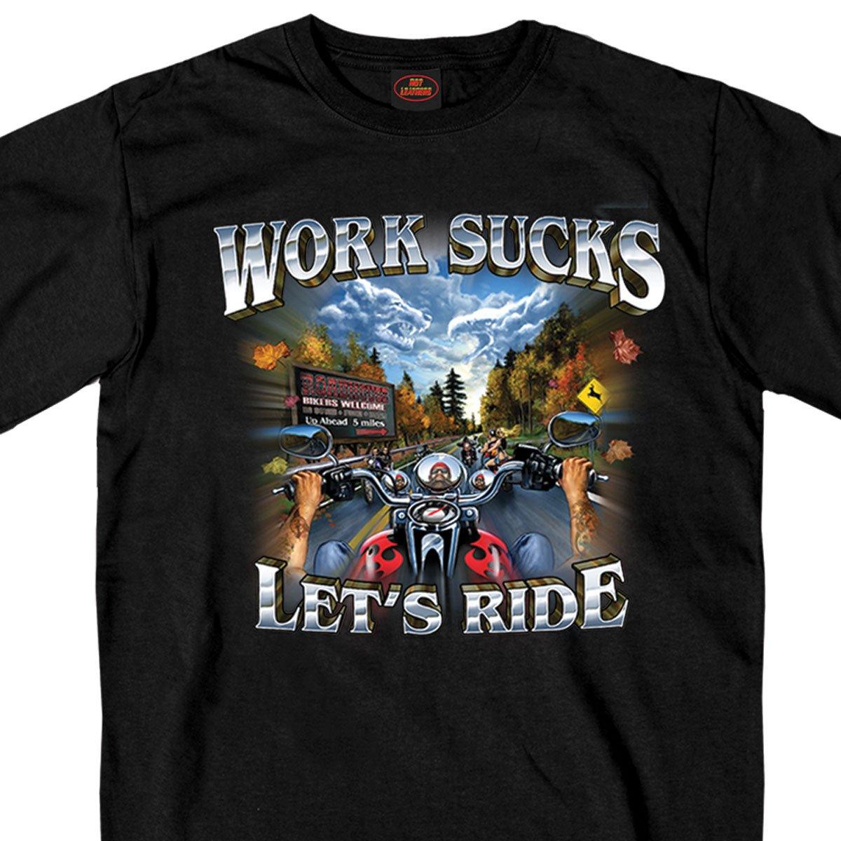 Hot Leathers Men's Work Sucks T-Shirt, Black - American Legend Rider