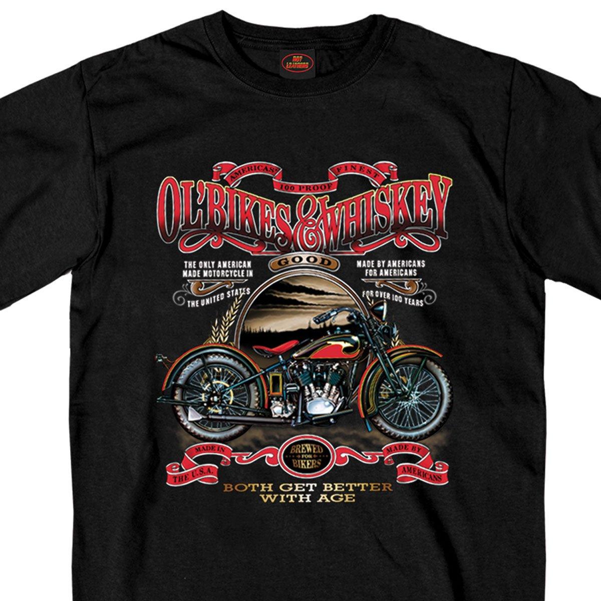 Hot Leathers Men's Ol' Bikes & Whiskey T-Shirt, Black - American Legend Rider