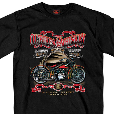Hot Leathers Men's Ol' Bikes & Whiskey T-Shirt, Black - American Legend Rider