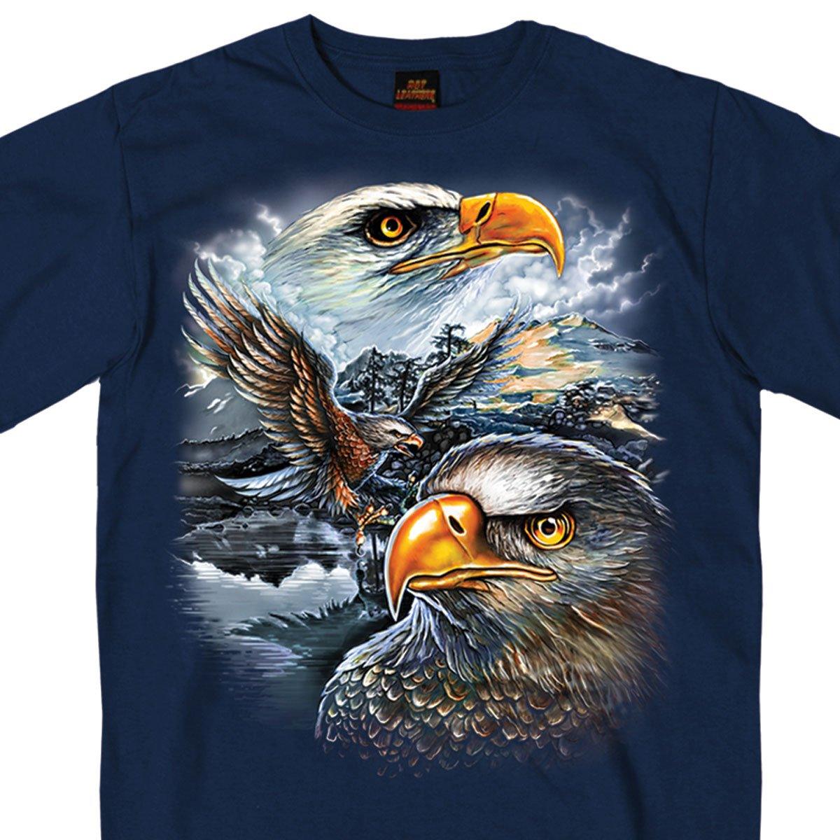 Hot Leathers Men's Majestic Eagle T-Shirt, Navy Blue - American Legend Rider