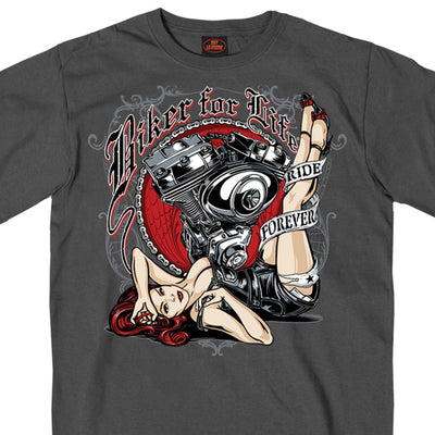Hot Leathers Men's Motor Pin Up T-Shirt, Charcoal - American Legend Rider