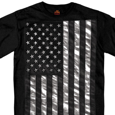 Hot Leathers Men's Jumbo Black And White Flag T-Shirt, Black - American Legend Rider