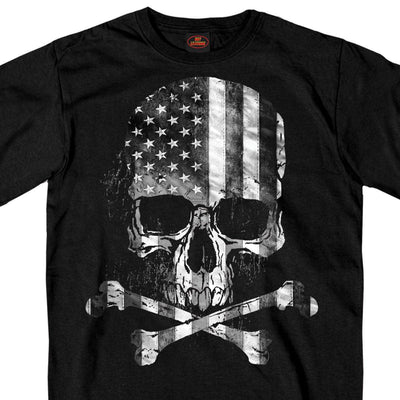 Hot Leathers Men's Flag Skull T-Shirt, Black - American Legend Rider