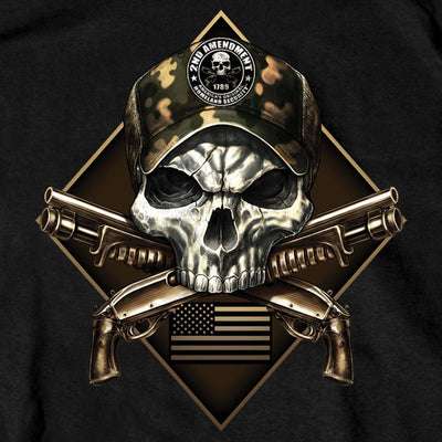 Hot Leathers Men's 2nd Amendment Camo Skull T-Shirt, Black - American Legend Rider
