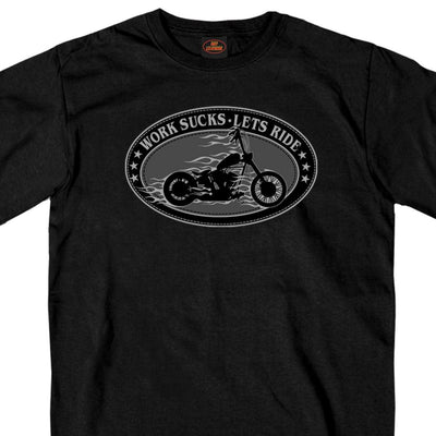 Hot Leathers Men's Work Sucks Oval T-Shirt, Black - American Legend Rider