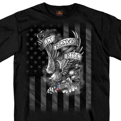 Hot Leathers Men's Let Freedom Ride Eagle T-Shirt, Black - American Legend Rider