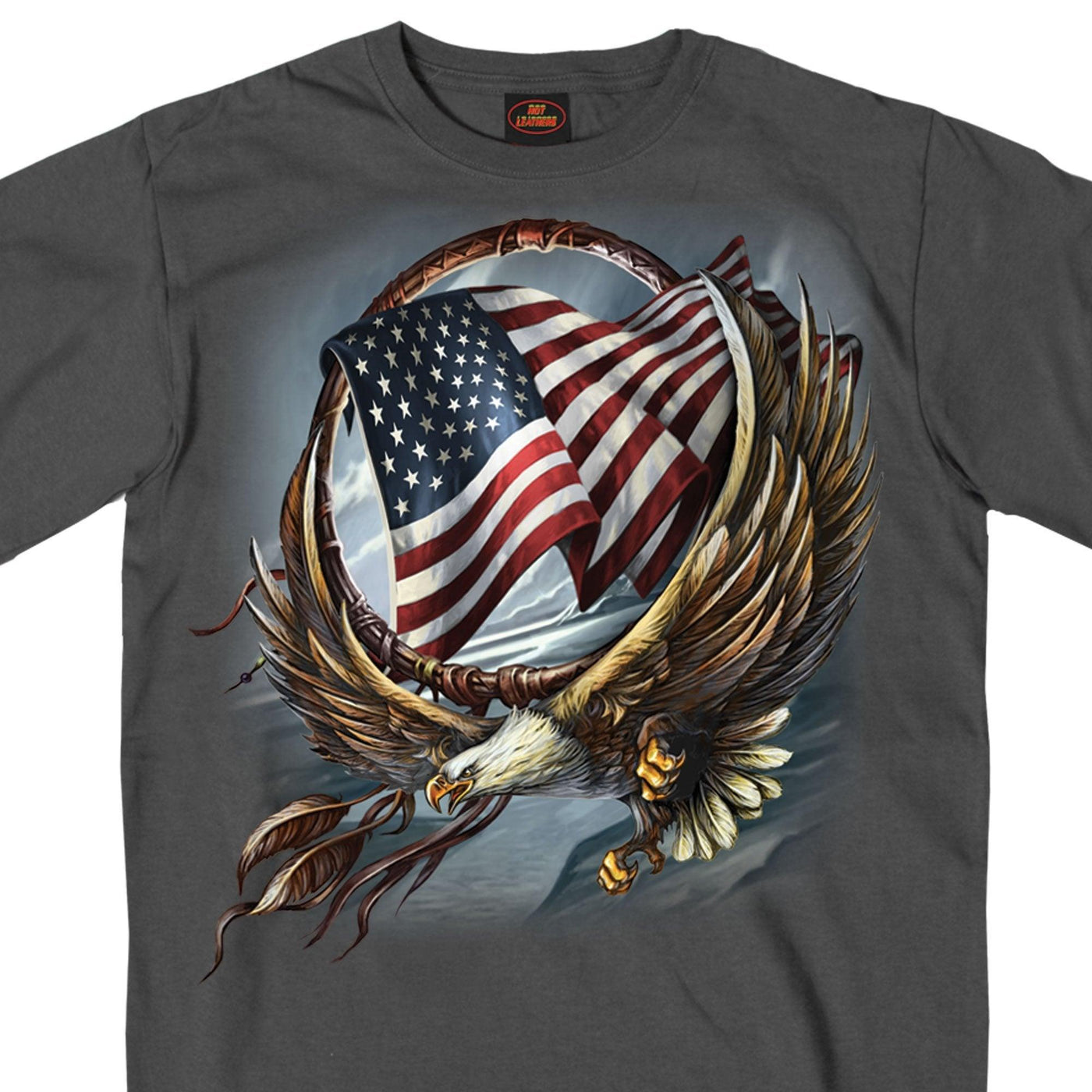 Hot Leathers Men's Hoop Eagle T-Shirt, Charcoal - American Legend Rider