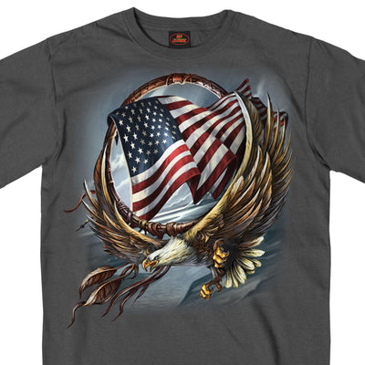 Hot Leathers Men's Hoop Eagle T-Shirt, Charcoal - American Legend Rider