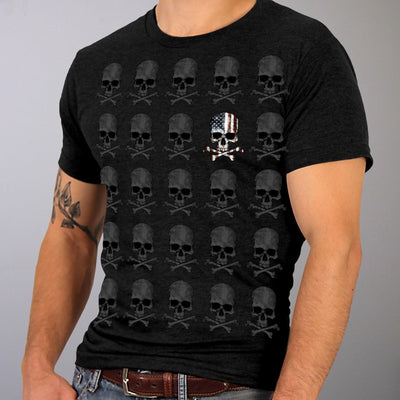Hot Leathers Men's Skull Pattern Jumbo Print T-Shirt, Black - American Legend Rider