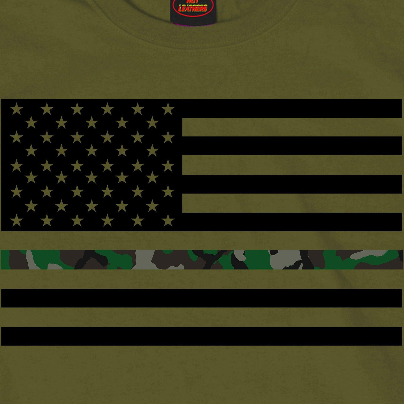 Hot Leathers Men's Thin Line Camo Usa Flag T-Shirt, Military Green - American Legend Rider