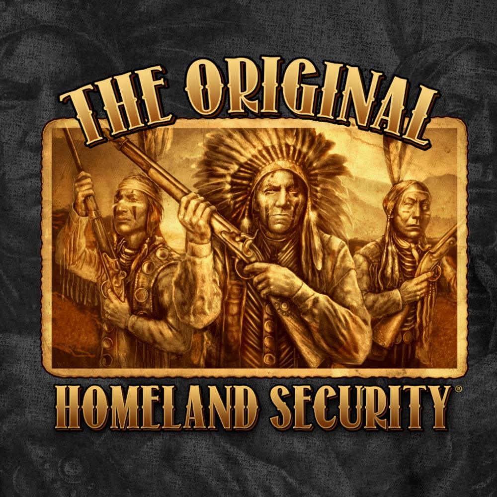 Hot Leathers Men's Original Homeland Security Native American T-Shirt, Black - American Legend Rider