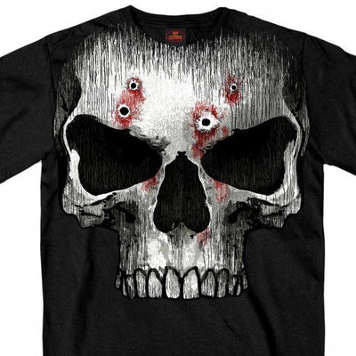 Hot Leathers Men's Jumbo Print Skull Bullet Holes T-Shirt, Black - American Legend Rider