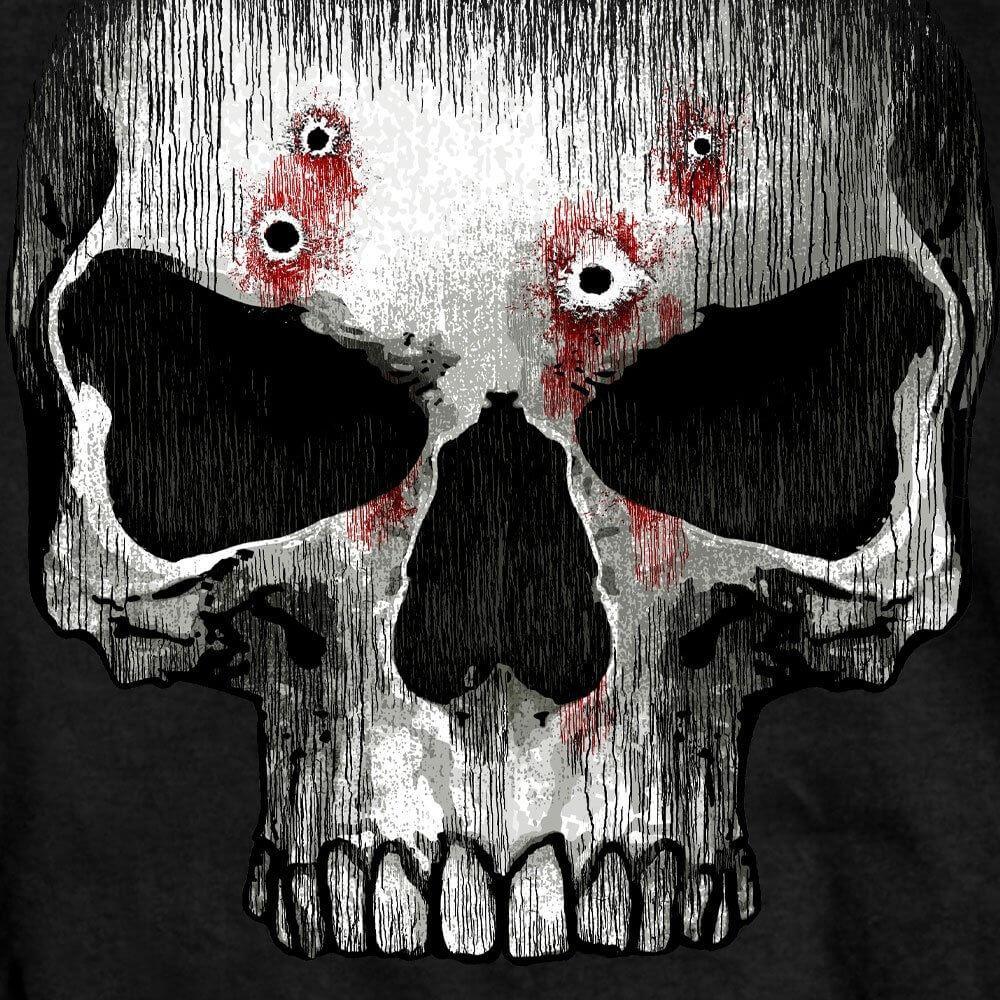 Hot Leathers Men's Jumbo Print Skull Bullet Holes T-Shirt, Black - American Legend Rider