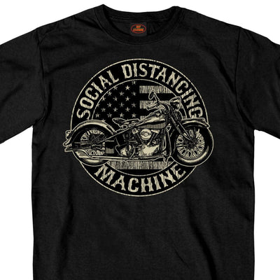 Hot Leathers Men's Short Sleeve Social Distancing Machine T-Shirt, Black - American Legend Rider