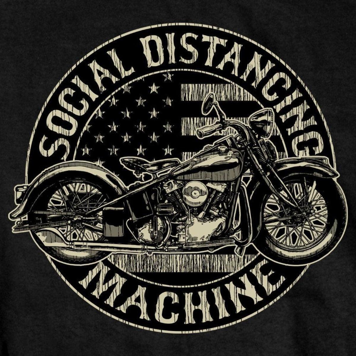 Hot Leathers Men's Short Sleeve Social Distancing Machine T-Shirt, Black - American Legend Rider