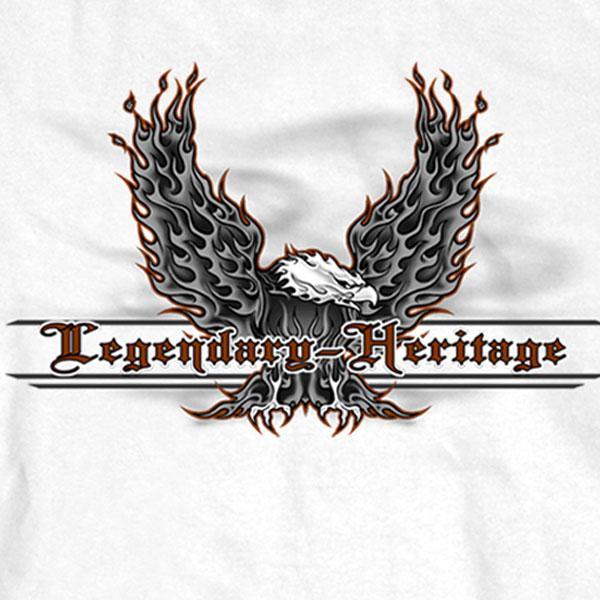 Hot Leathers Flaming Upwings Eagle Long Sleeve Shirt, White - American Legend Rider
