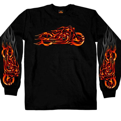 Hot Leathers Men's Fire Bobber Long Sleeve Shirt, Black - American Legend Rider