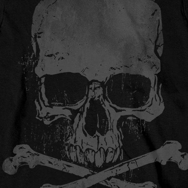Hot Leathers Men's Jumbo Print Skull And Cross Bones Long Sleeve Shirt, Black - American Legend Rider