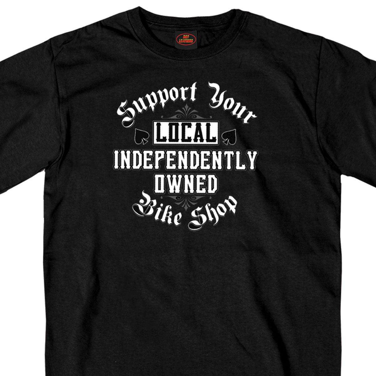 Hot Leathers Men's Support Your Local Bike Shop Short Sleeve T-Shirt, Black - American Legend Rider