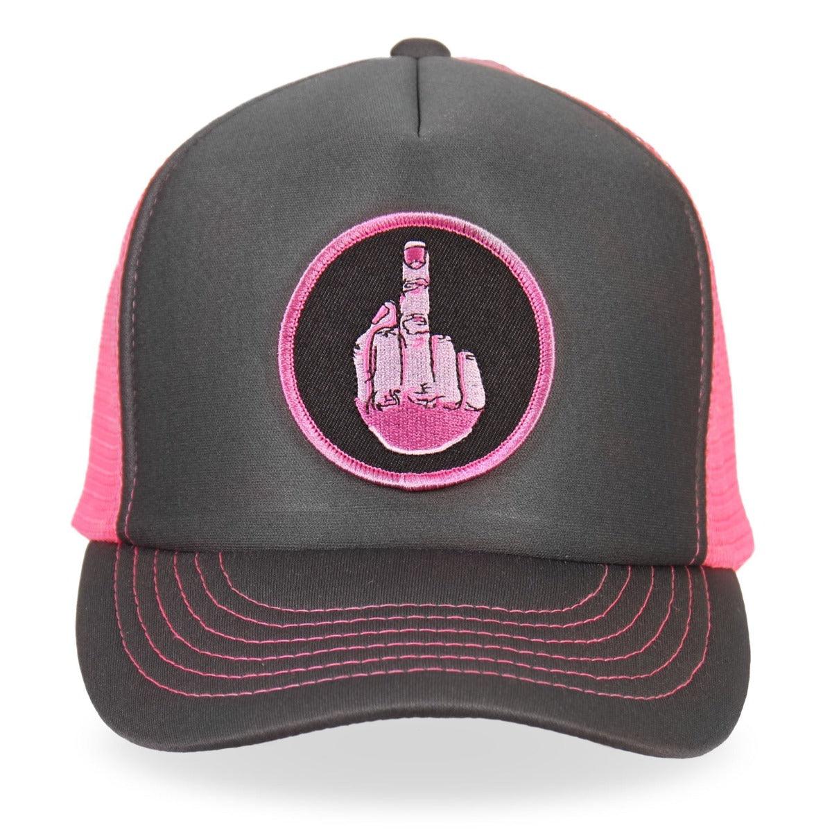 Hot Leathers Middle Finger Pink Trucker Hat - American Legend Rider