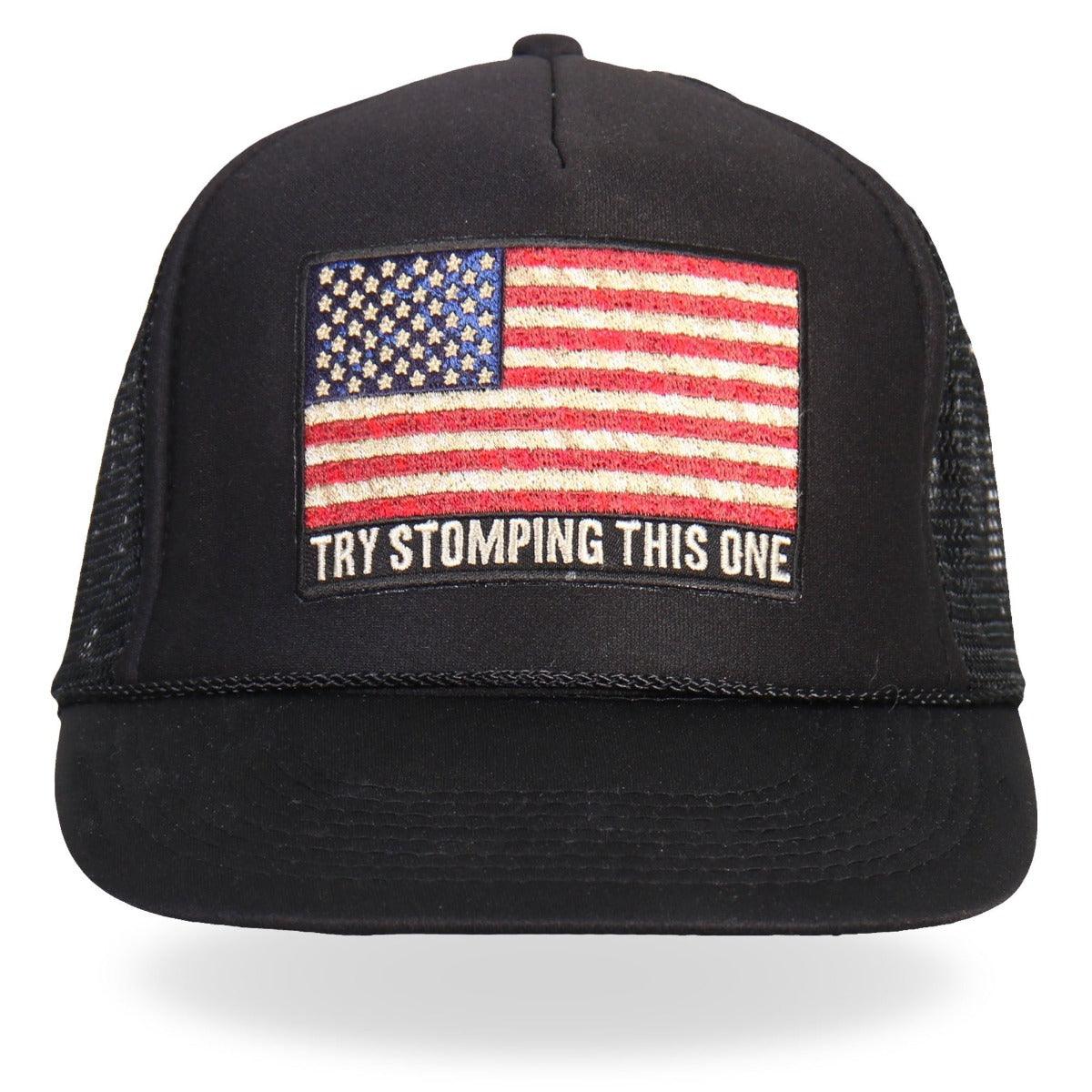 Hot Leathers Try Stomping This American Flag Trucker Hat - American Legend Rider