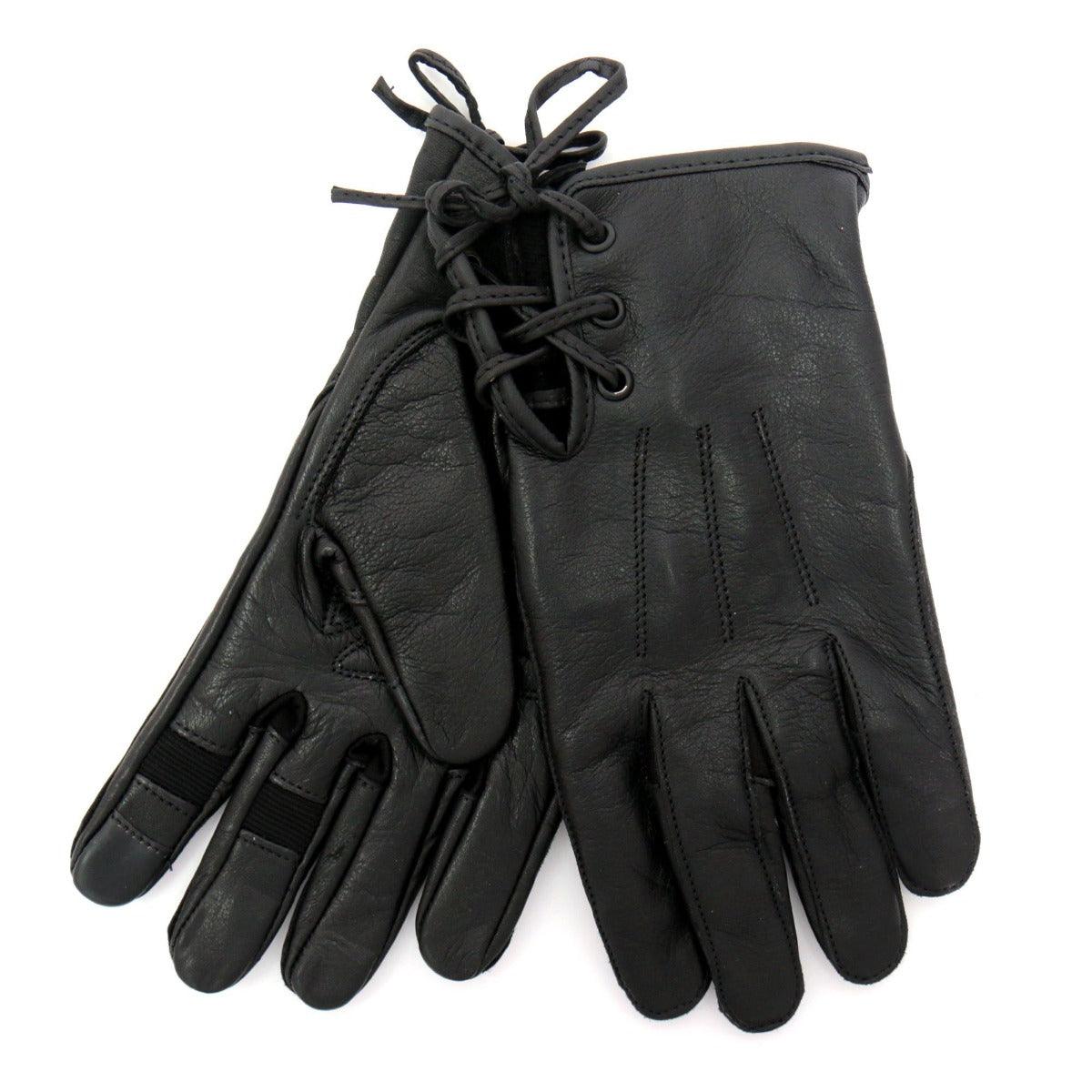 Hot Leathers Ladies Leather Gloves With Side Laces - American Legend Rider