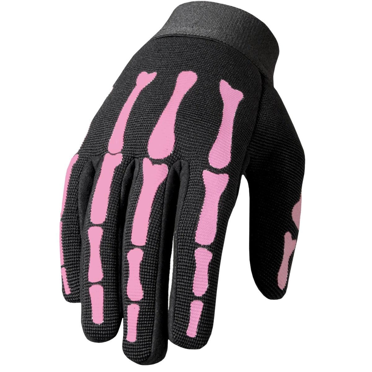 Hot Leathers Pink Skeleton Ladies Mechanics Gloves - American Legend Rider
