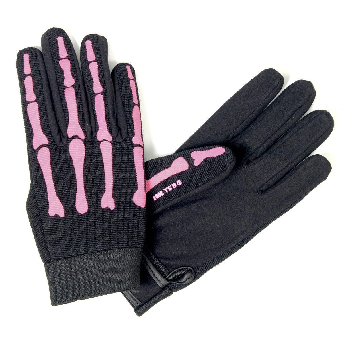 Hot Leathers Pink Skeleton Ladies Mechanics Gloves - American Legend Rider