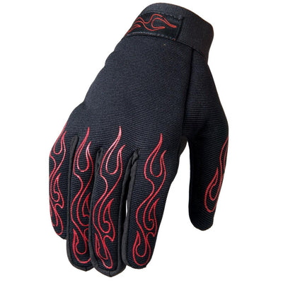 Hot Leathers Mechanics Gloves With Red Flames - American Legend Rider