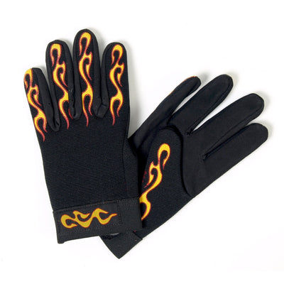 Hot Leathers Yellow & Red Flame Mechanics Gloves