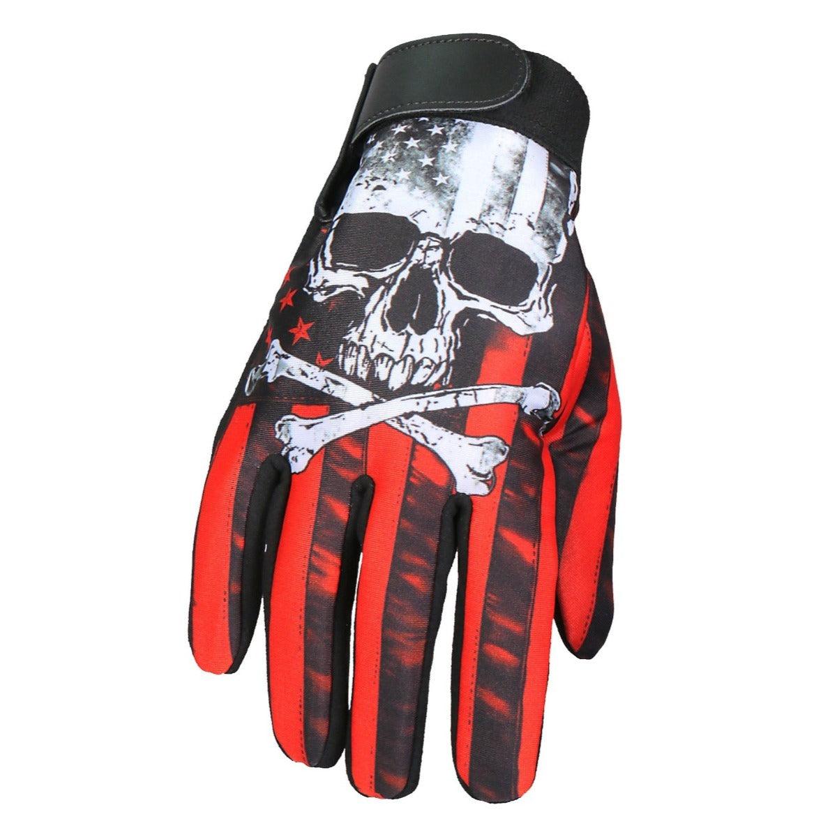 Hot Leathers Flag Skull Mechanics Glove - American Legend Rider