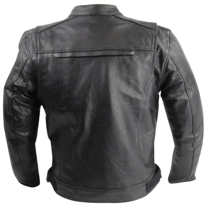Vance Leather Top Grain Leather Scooter Jacket with Zippered Vents