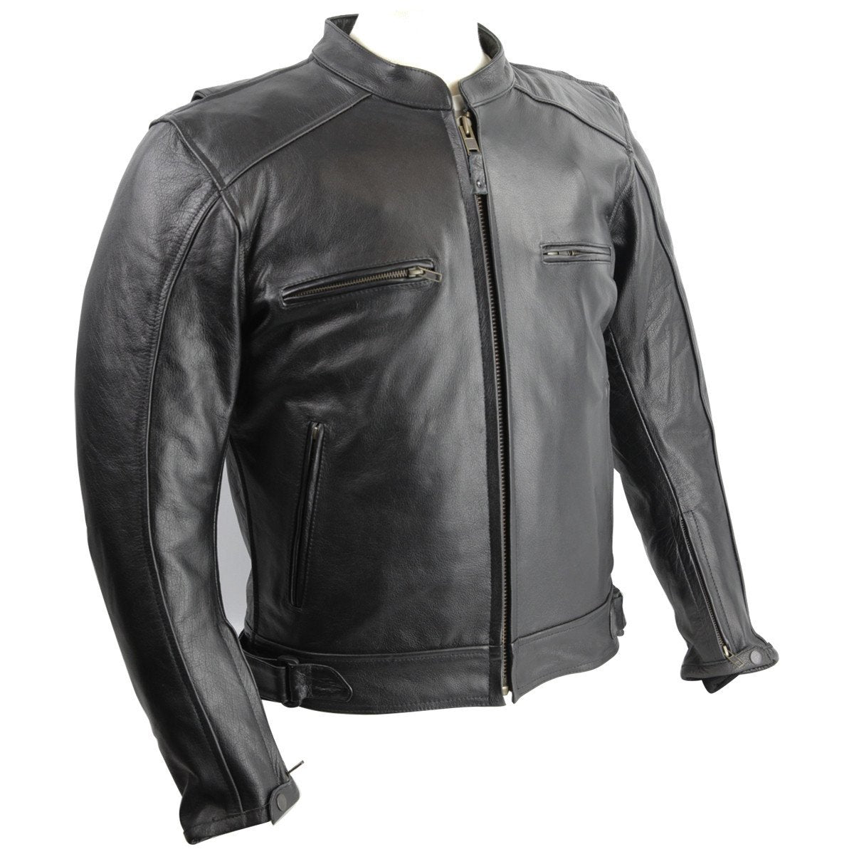 Vance Leather Top Grain Leather Scooter Jacket with Zippered Vents