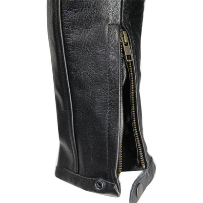 Vance Leather Top Grain Leather Scooter Jacket with Zippered Vents