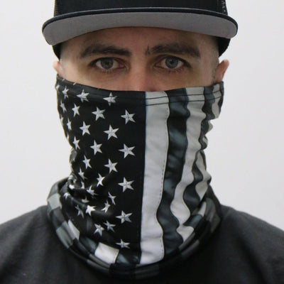 Hot Leathers Gray Flag Neck Gaiter Mask - American Legend Rider