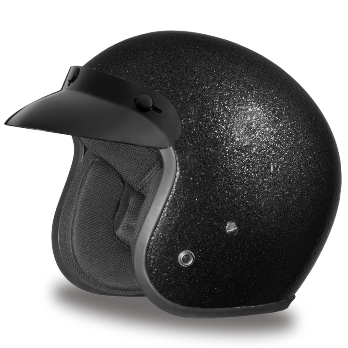 Daytona D.O.T. Cruiser Black Metal Flake Motorcycle Open Face Helmet - American Legend Rider