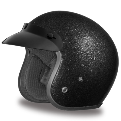Daytona D.O.T. Cruiser Black Metal Flake Motorcycle Open Face Helmet - American Legend Rider
