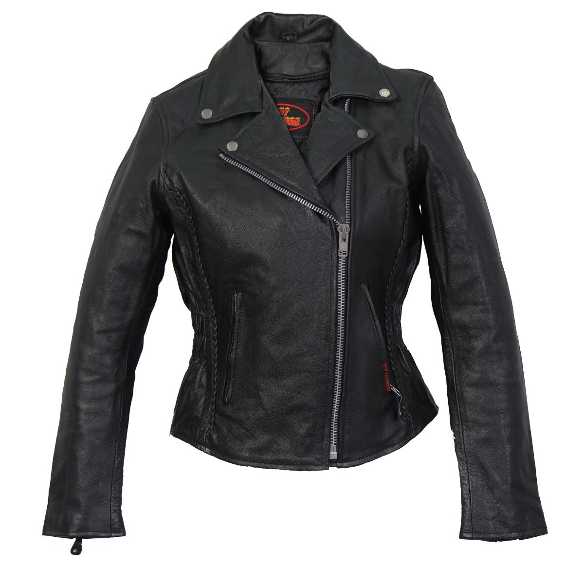 Hot Leathers Women's Braided Motorcycle Leather Jacket