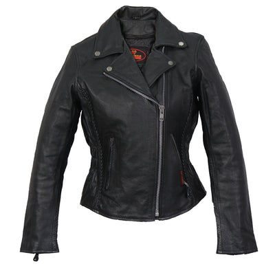 Hot Leathers Women's Braided Motorcycle Leather Jacket