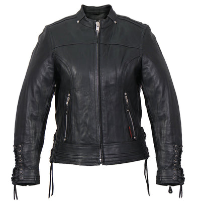 Hot Leathers Women's Lace Up Sleeves Leather Jacket