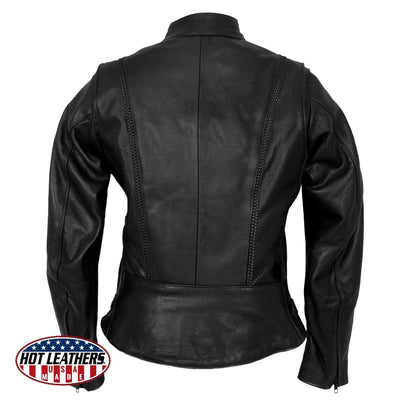 Hot Leathers Usa Made Women's Leather Jacket With Braided Detail - American Legend Rider