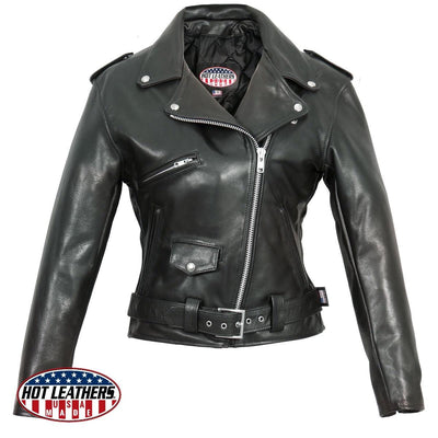 Hot Leathers Premium Usa Made Classic Motorcycle Style Black Leather Women's Jacket - American Legend Rider